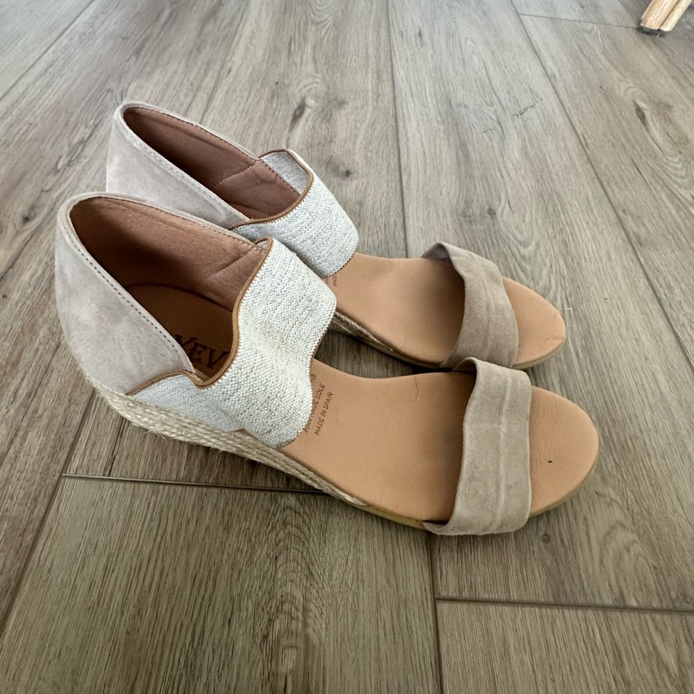 Tan and Cream Espadrille Shoes with Woven Texture